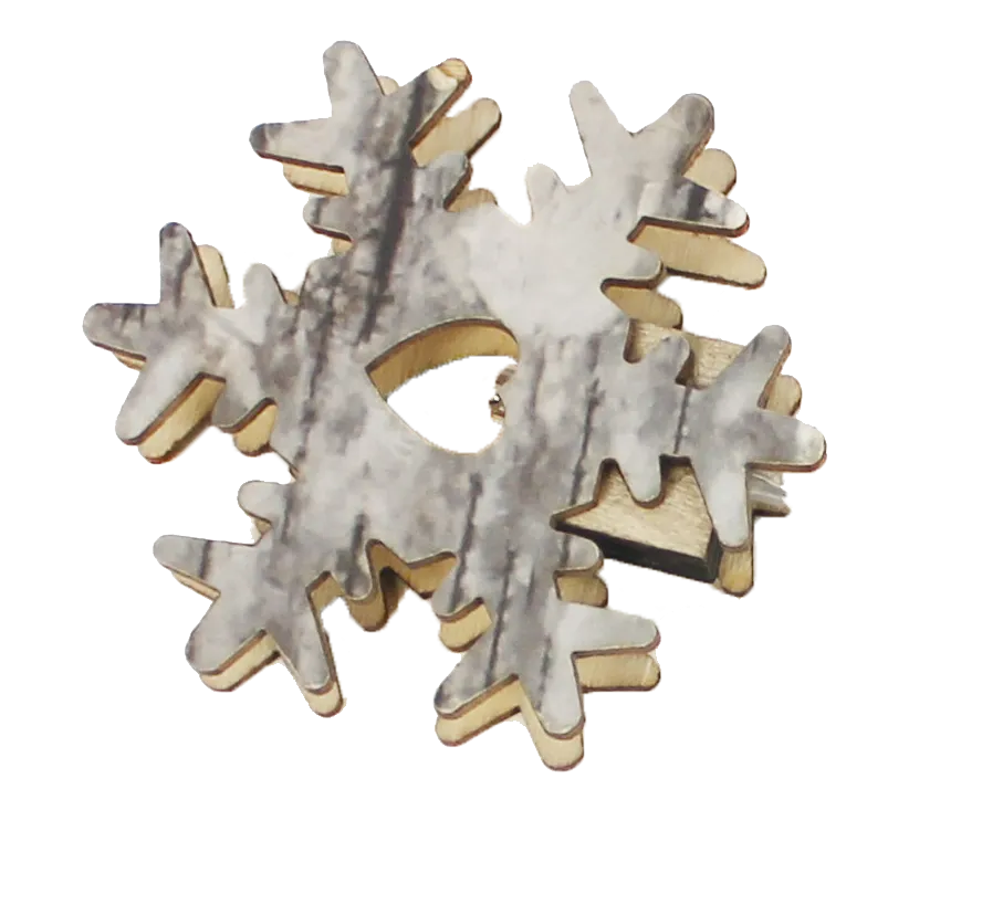 10 LED Battery Operated String Light with Wooden Snowflake - Warm White