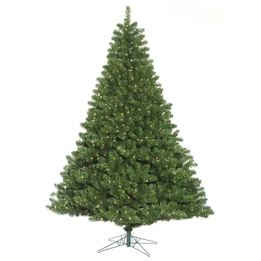 12' Oregon Fir Artificial Christmas Tree Wide Angle Single Mold Warm White LED