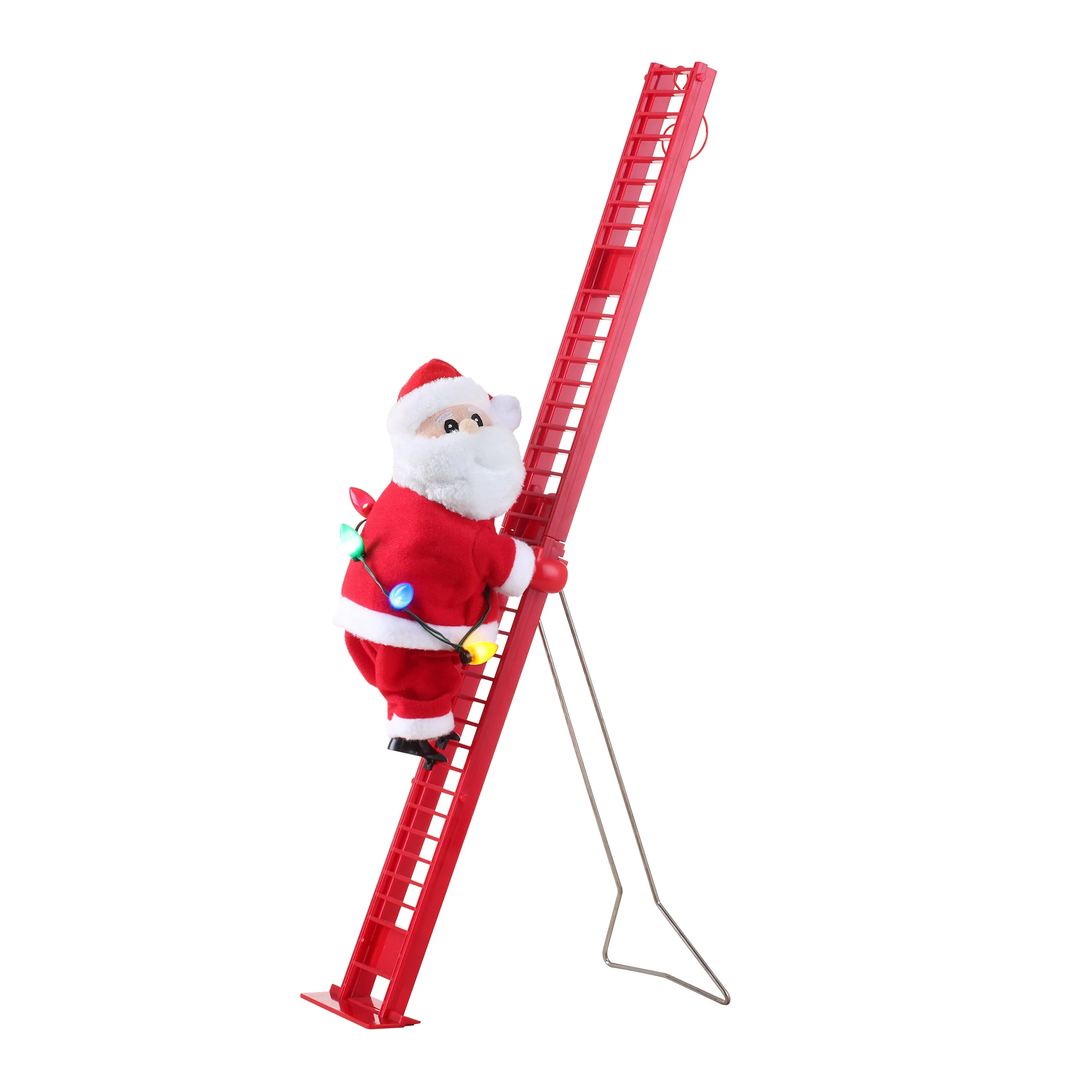 17 in. Animated Single Ladder Climbing Santa