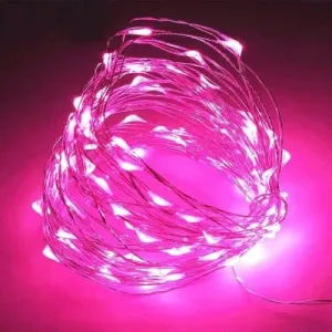 20 Battery Operated LED String Lights on Copper Wire Christmas Tree Lights (Pink)