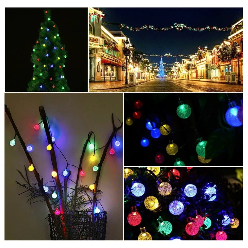 20ft Waterproof Globe Solar Crystal Ball String Lights