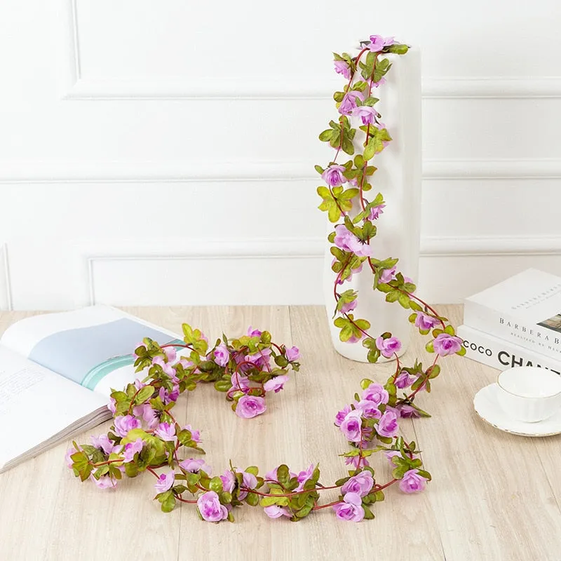 250CM Rose Artificial Flowers Christmas Garland for Wedding Home Room Decoration Spring Autumn Garden Arch DIY Fake Plant Vine