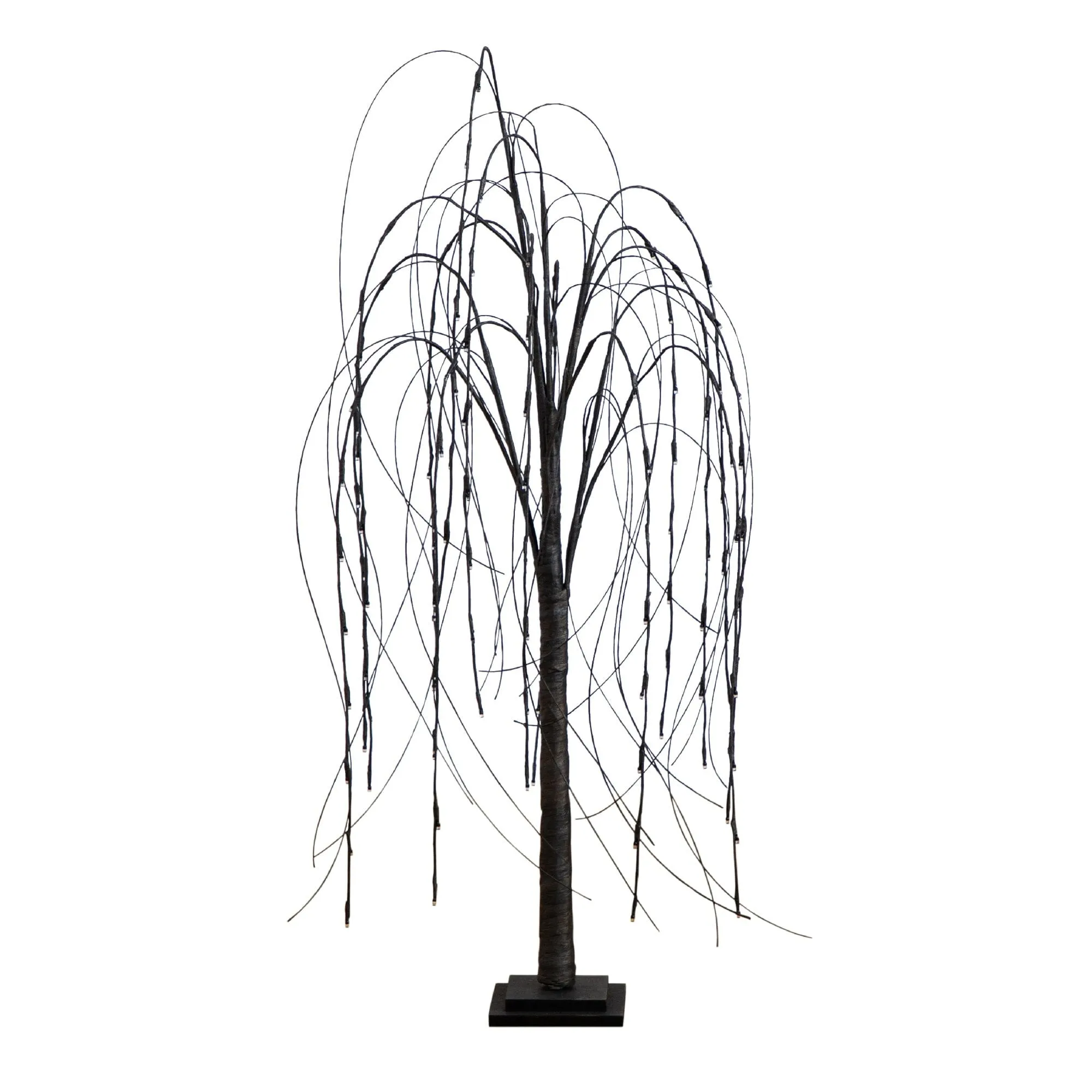 4’ Pre-Lit Halloween Black Willow Artificial Fall Tree with 120 Orange & Purple LED Lights