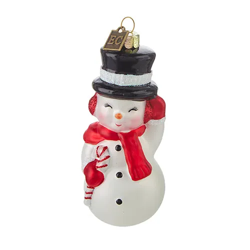 4.5" Snowman Blow Mold Glass Ornament