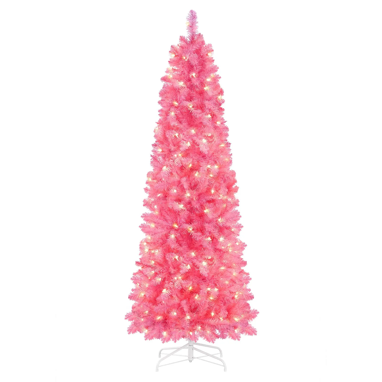 4ft Prelit Warm White Lights Artificial Hinged Slim Pencil Christmas Tree