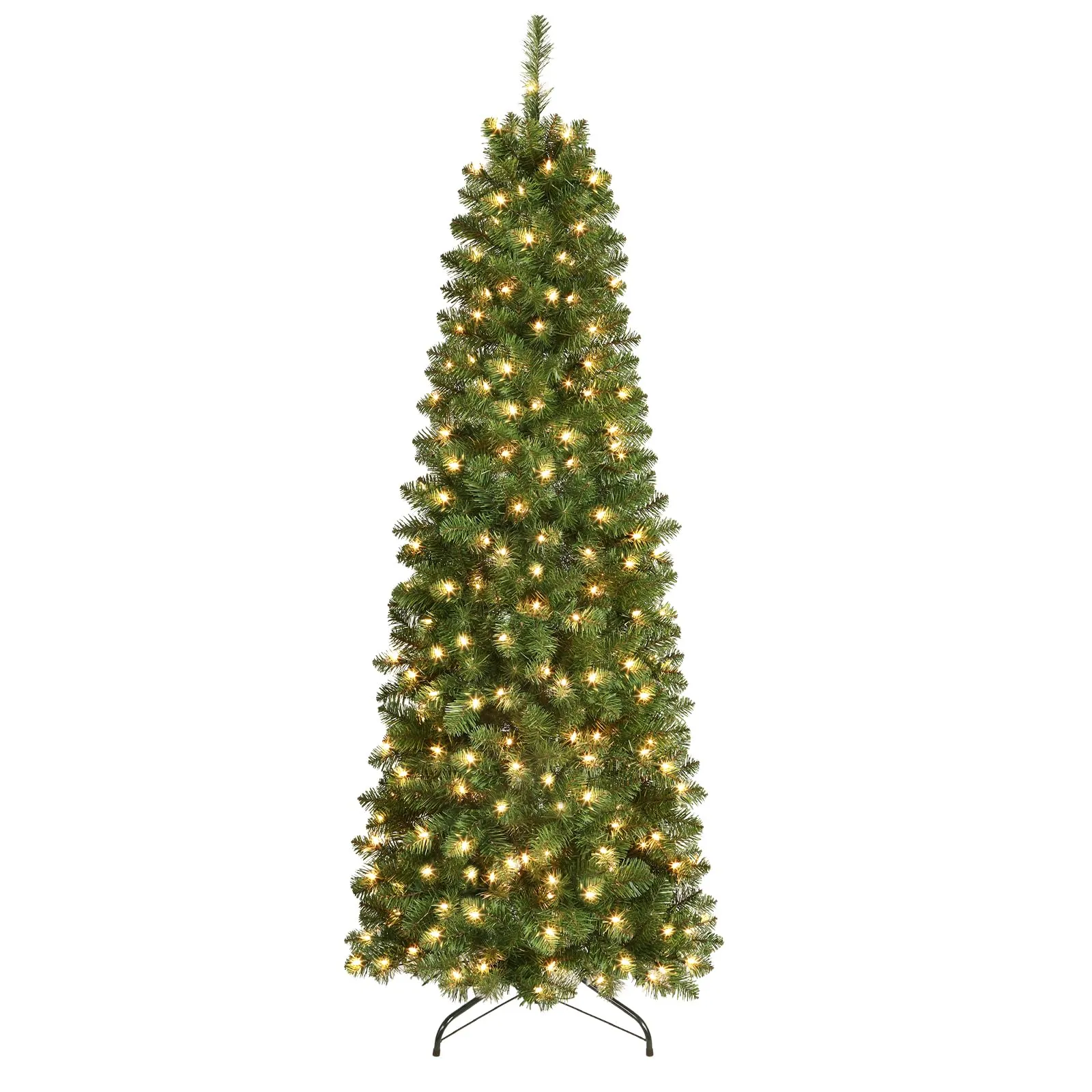 5ft Warm White Light Artificial Hinged Slim Pencil Prelit Christmas Tree