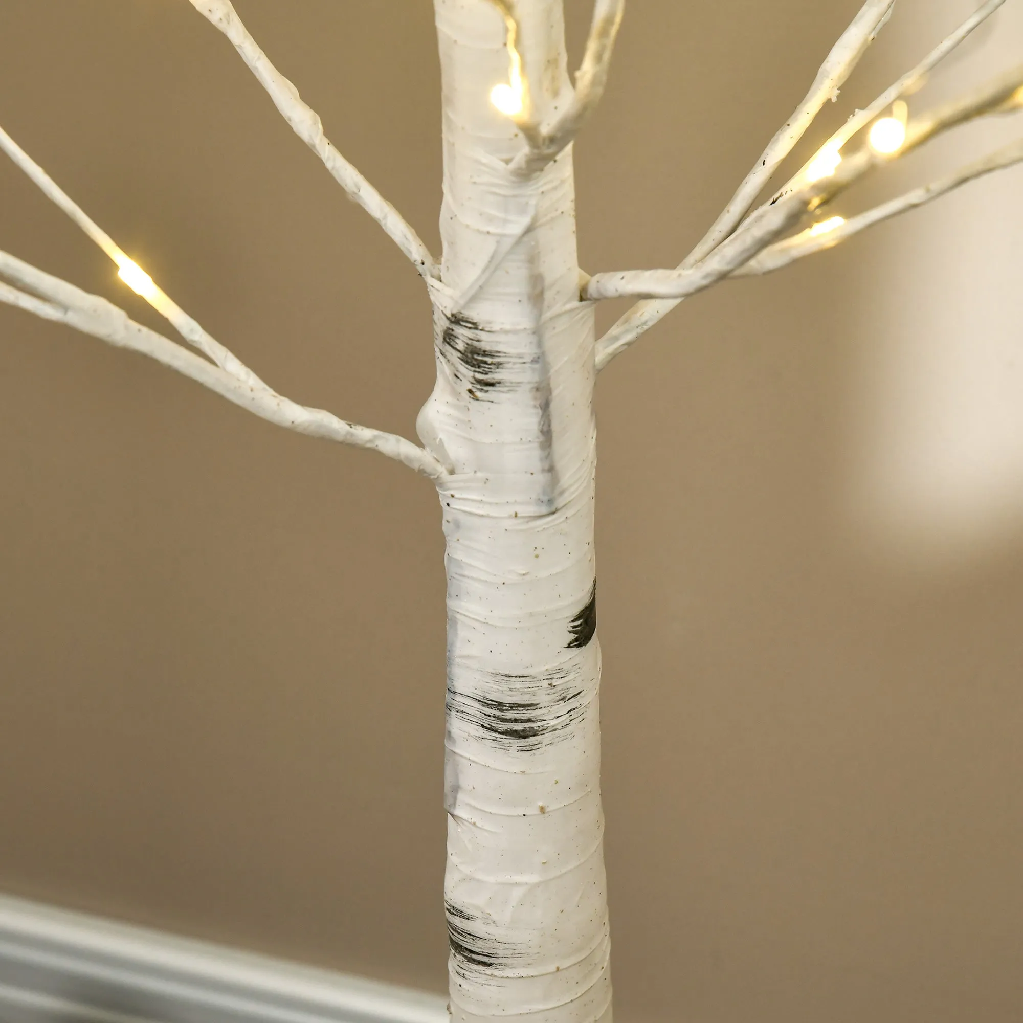 6ft Artificial White Birch Tree Light w/ 96 Warm White Pre-Lit LED Light