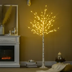 6ft Artificial White Birch Tree Light w/ 96 Warm White Pre-Lit LED Light