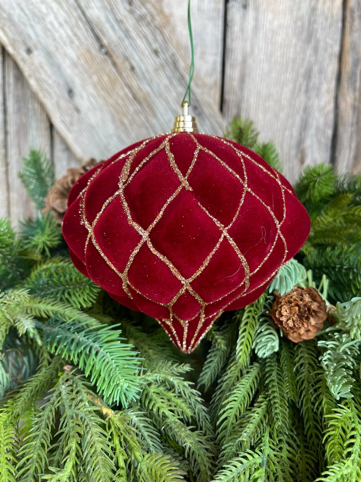 6" Burgundy Ornament, Burgundy Velvet Kismet Ornament