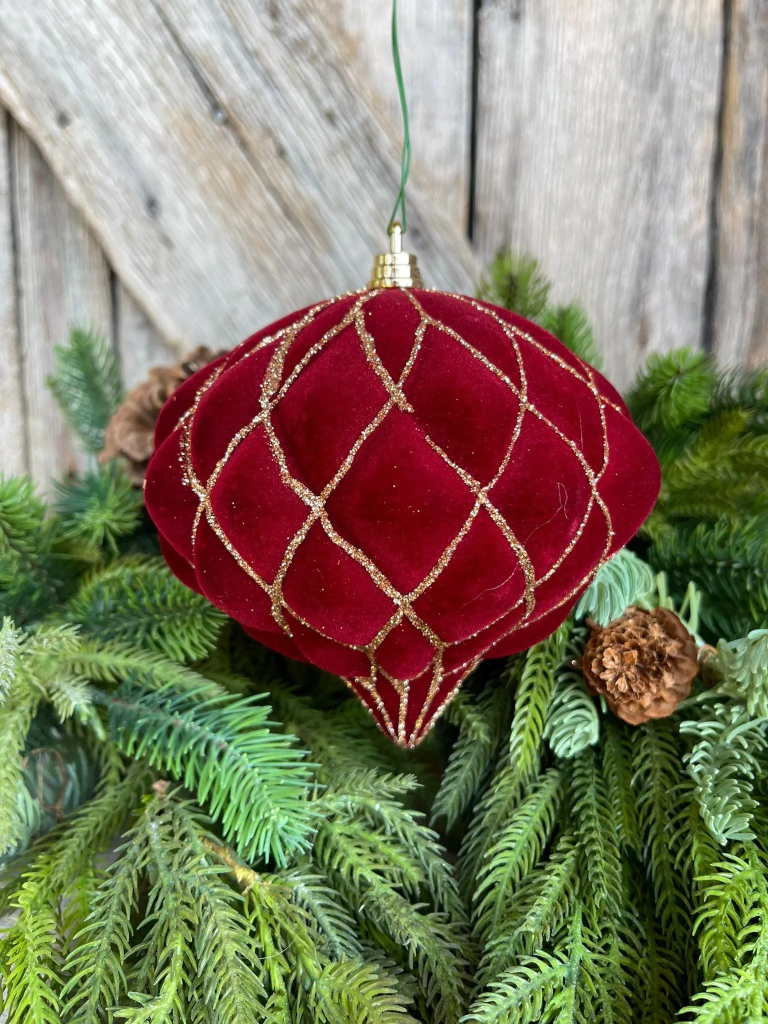 6" Burgundy Ornament, Burgundy Velvet Kismet Ornament