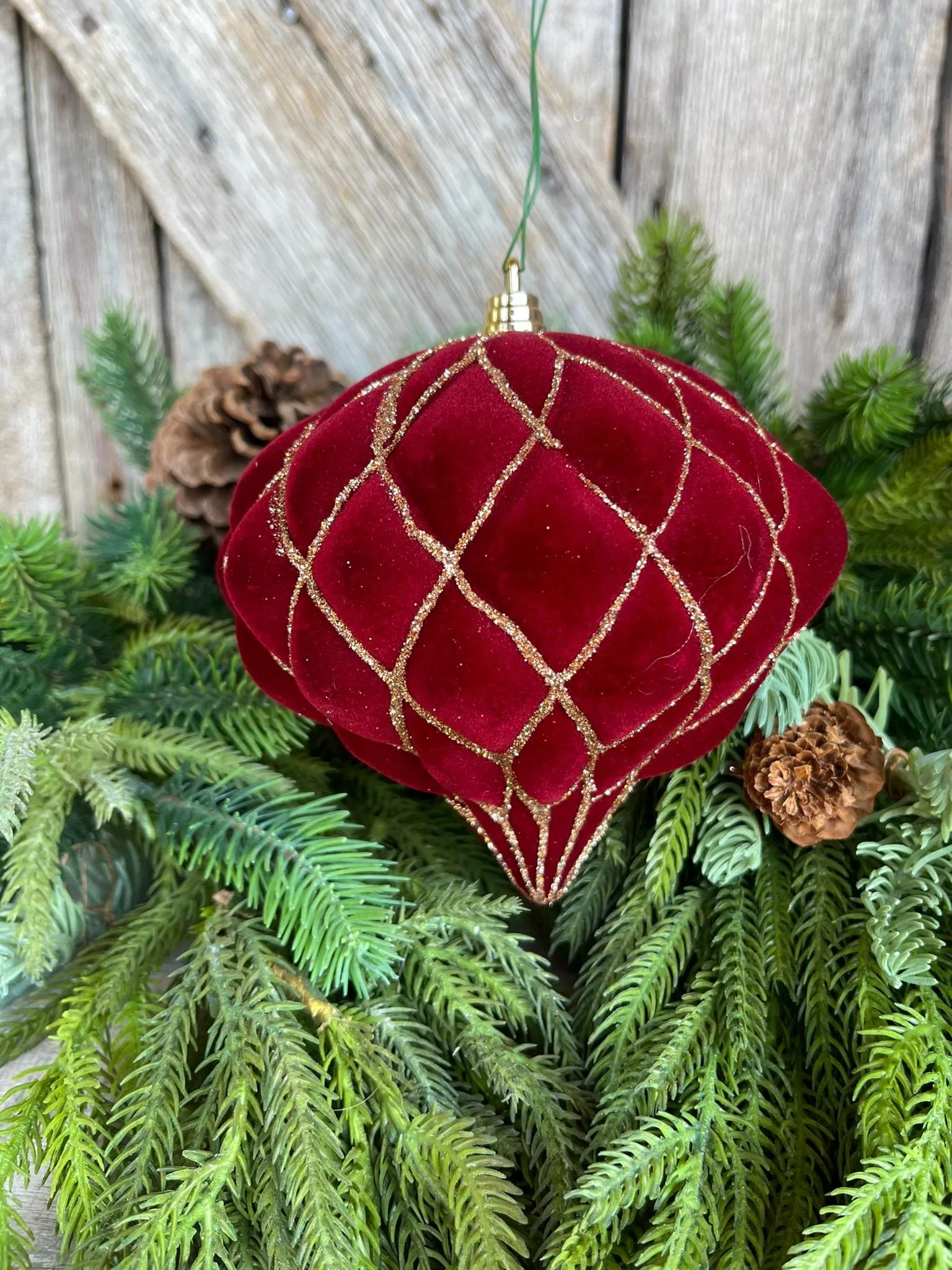 6" Burgundy Ornament, Burgundy Velvet Kismet Ornament