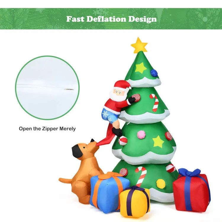 7 Feet Inflatable Christmas Tree Santa Decor with LED Lights