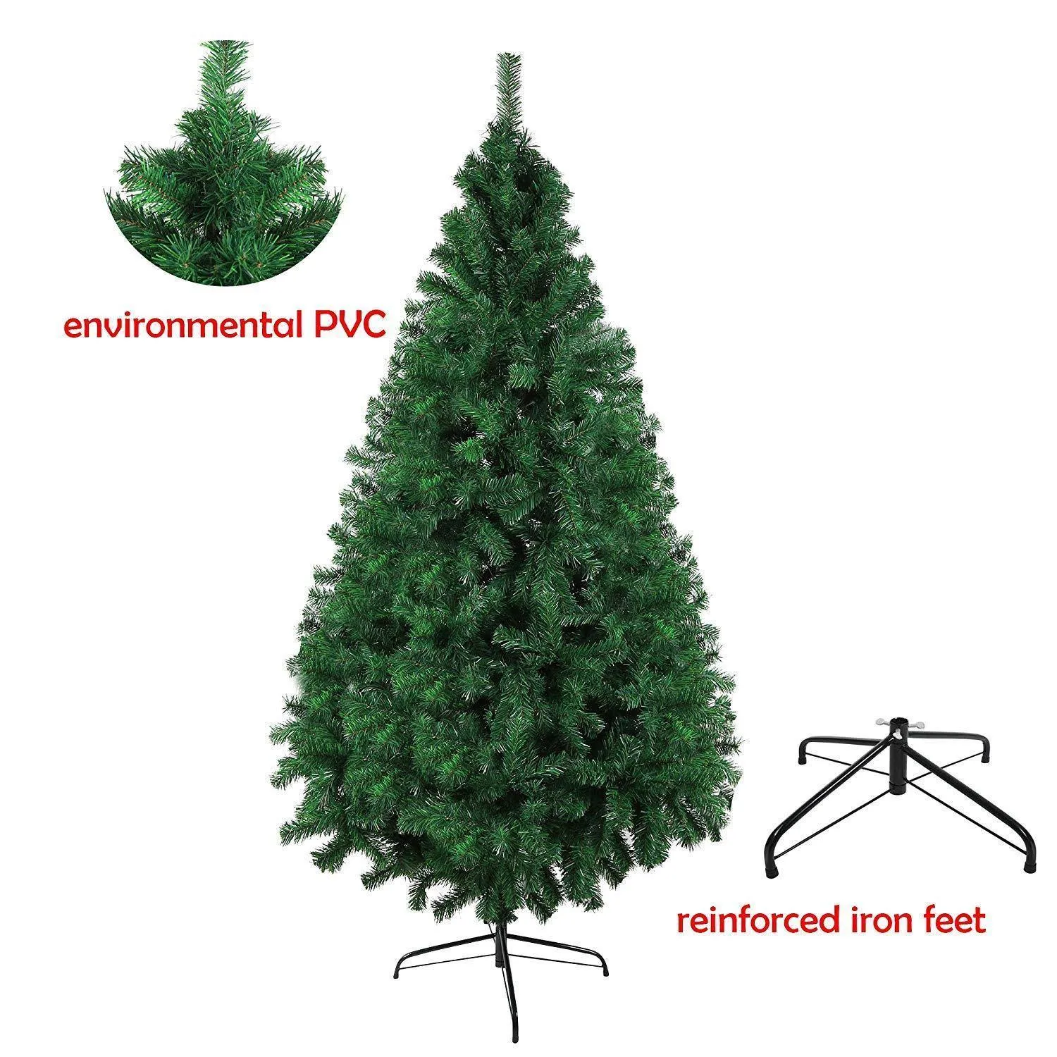 7' Green Christmas tree with metal stand