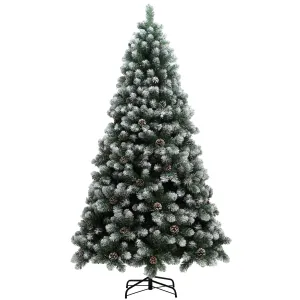 7ft Artificial Pine Christmas Tree with Pinecones, Steel Base