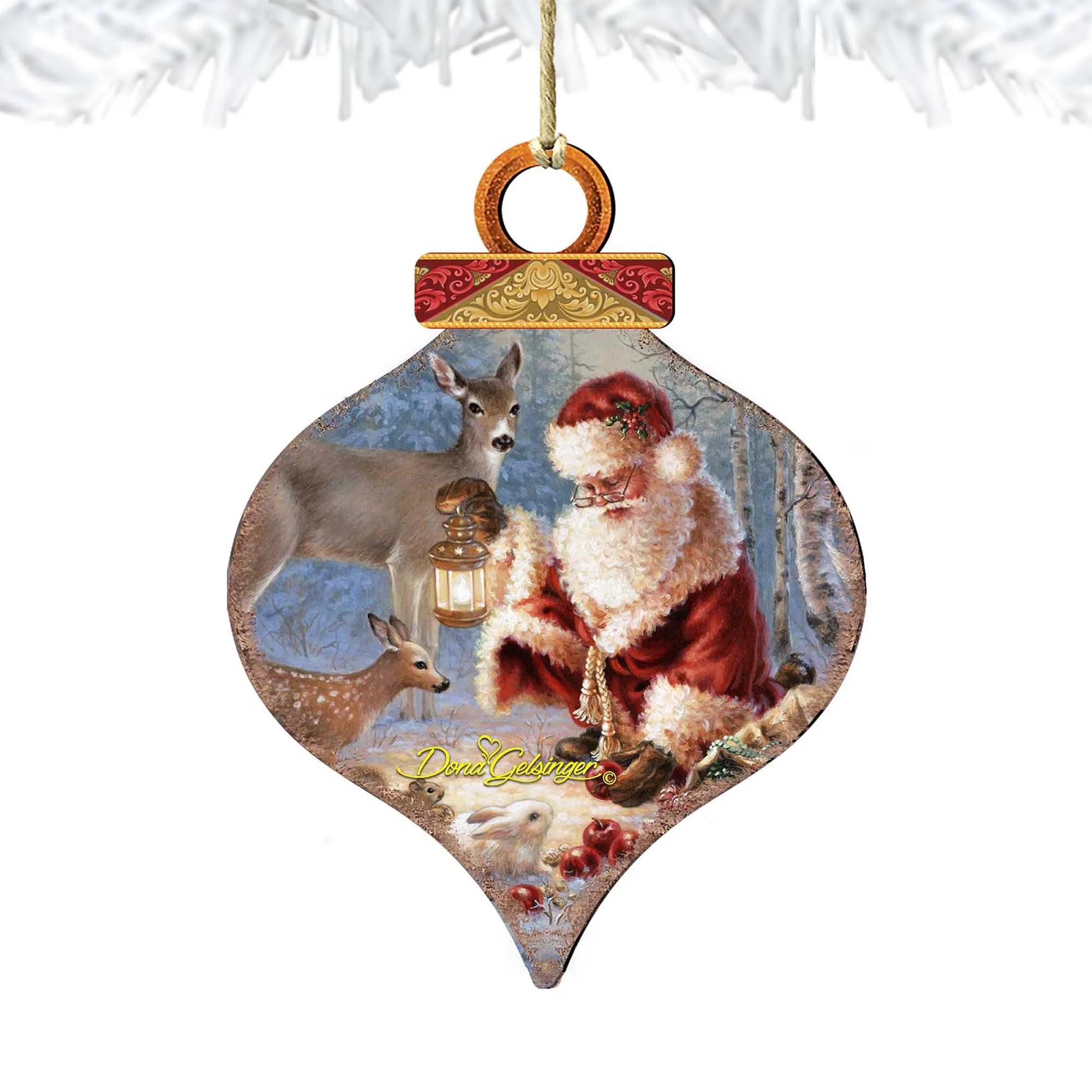 Abundance of Joy Wooden Drop Ornaments by Gelsinger - Christmas Santa and Snowman Decor - 8031125-0104