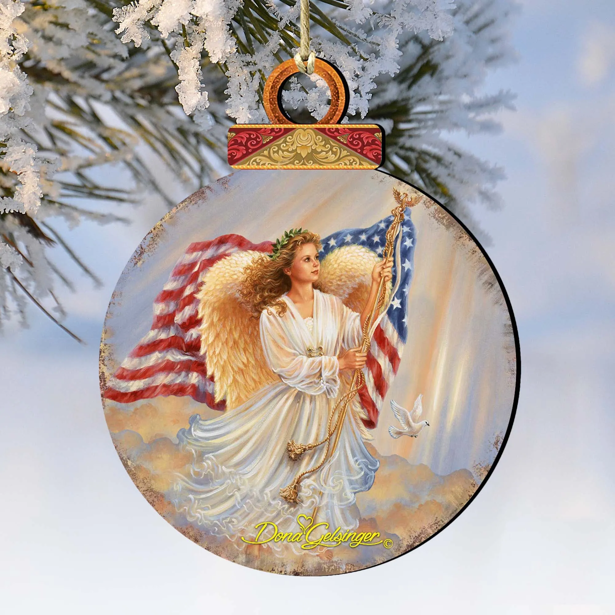 American Angel Wooden Ornaments by Gelsinger - Nativity Holiday Decor - 8021021-0107