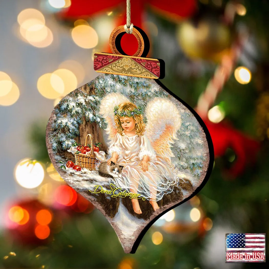 Angel Cardinal Wooden Ornaments - Tree Ornament by Gelsinger - Nativity Holiday Décor - 8031120-0718