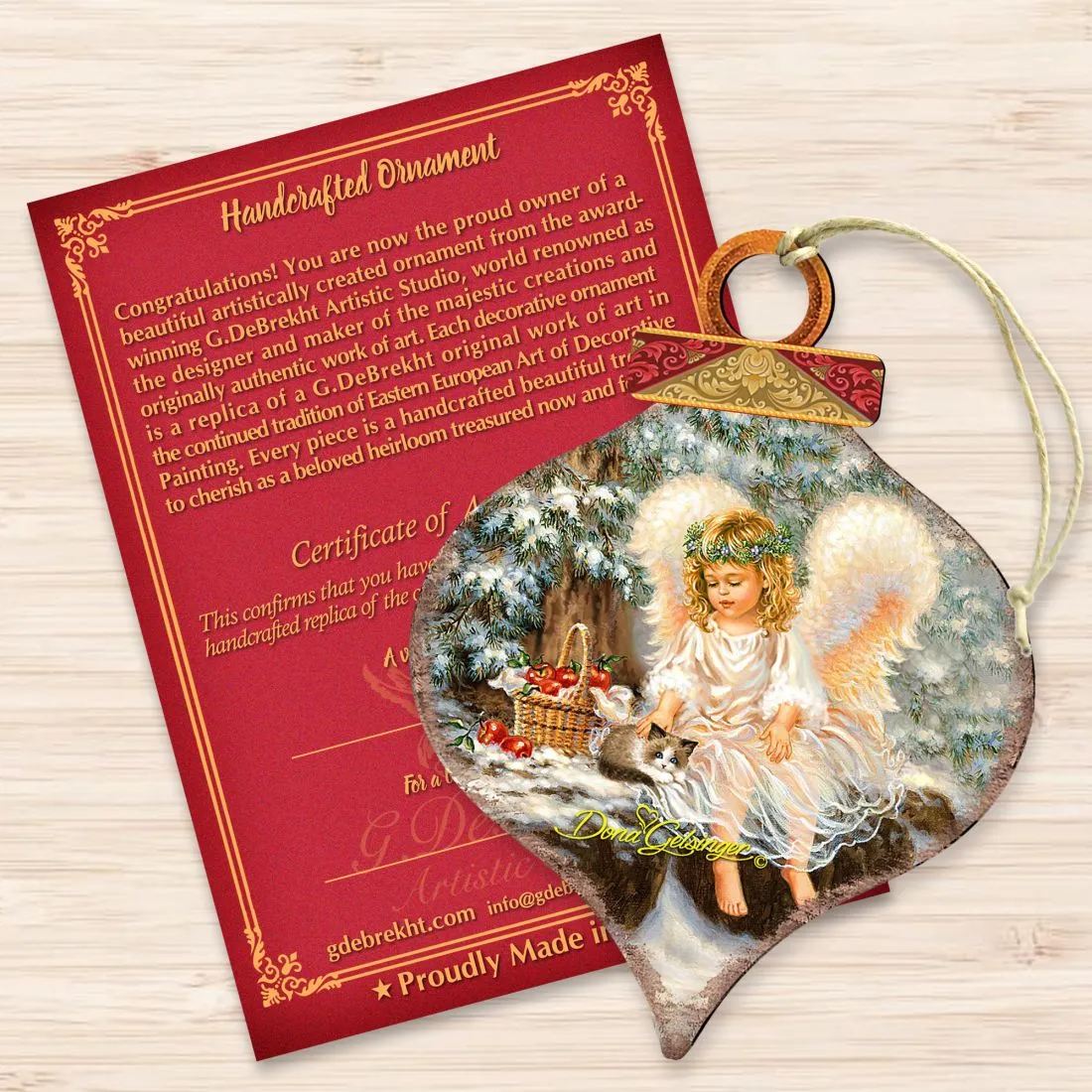 Angel Cardinal Wooden Ornaments - Tree Ornament by Gelsinger - Nativity Holiday Décor - 8031120-0718