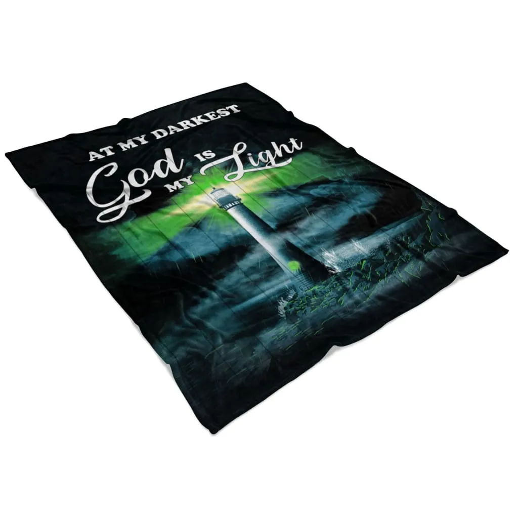 At My Darkest God Is My Light 2 Fleece Blanket - Christian Blanket - Bible Verse Blanket