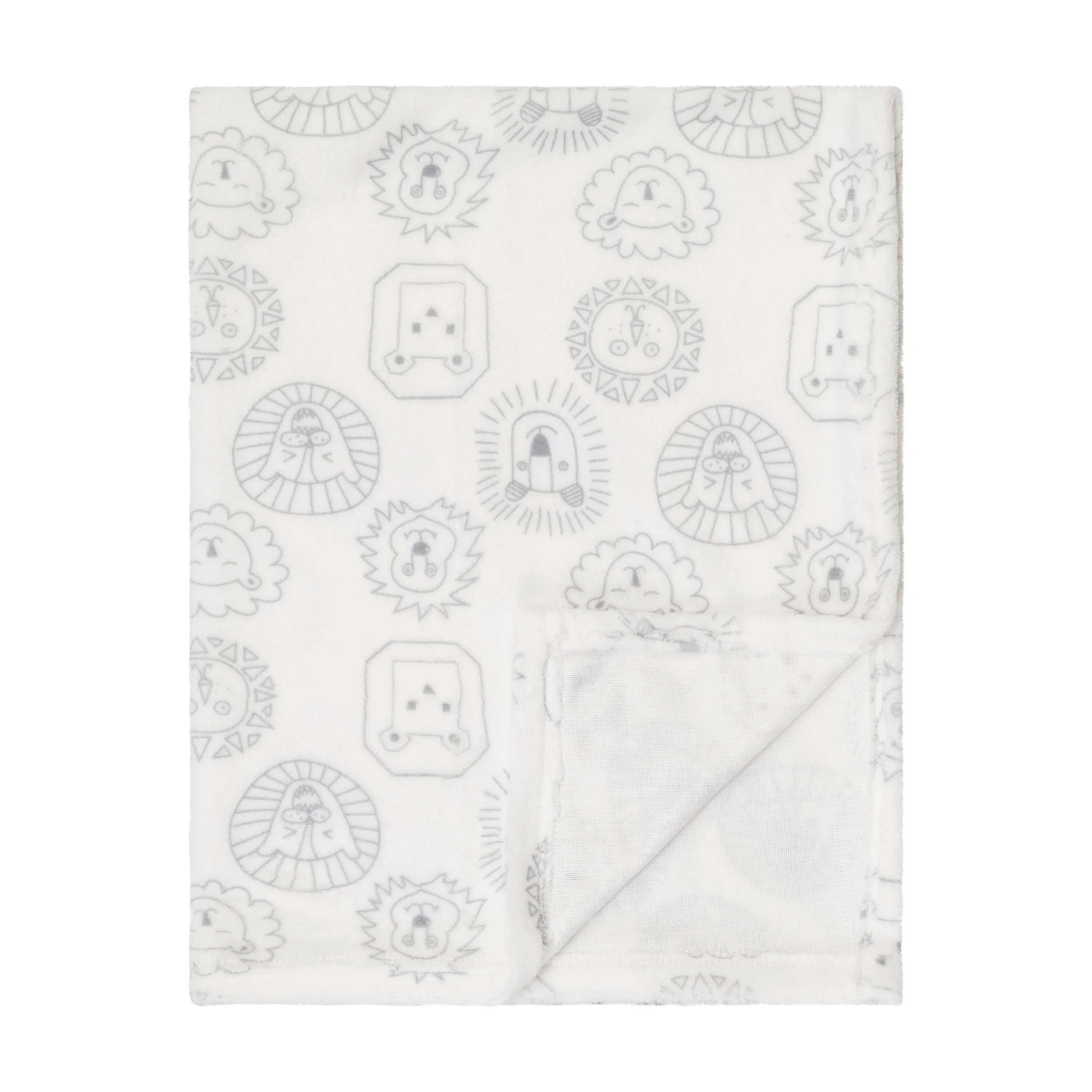 Baby Fleece Blanket - 30" by 40" - White Safari