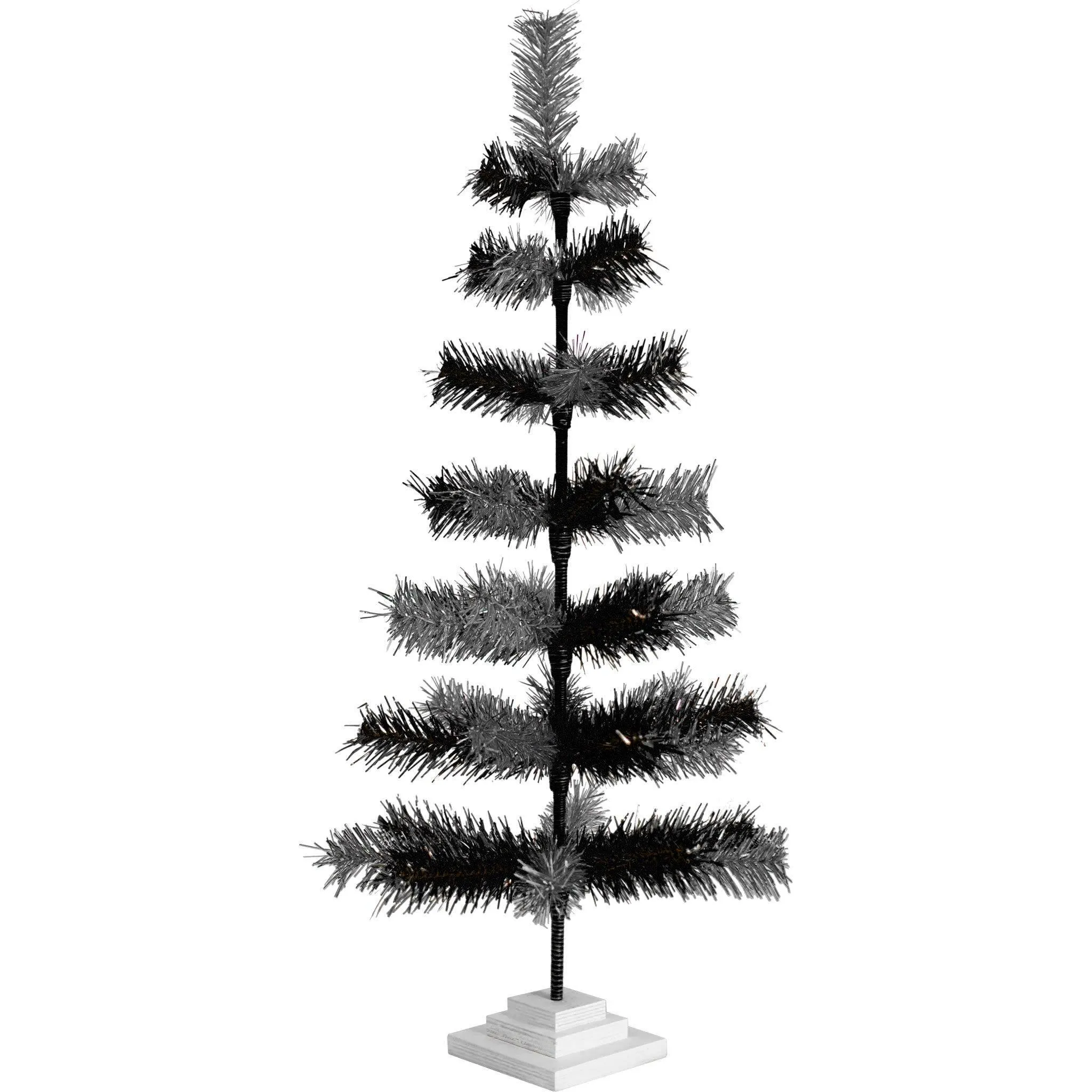 Black & Silver Mixed Tinsel Tree