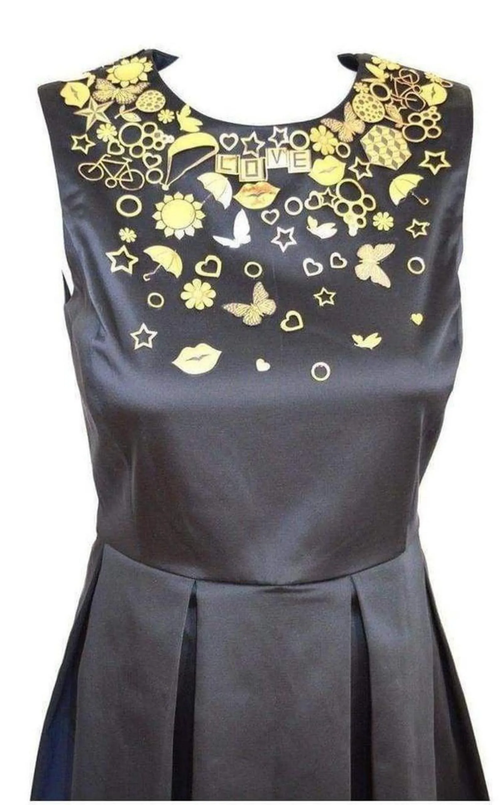 Black Gold Embellished Details Dress