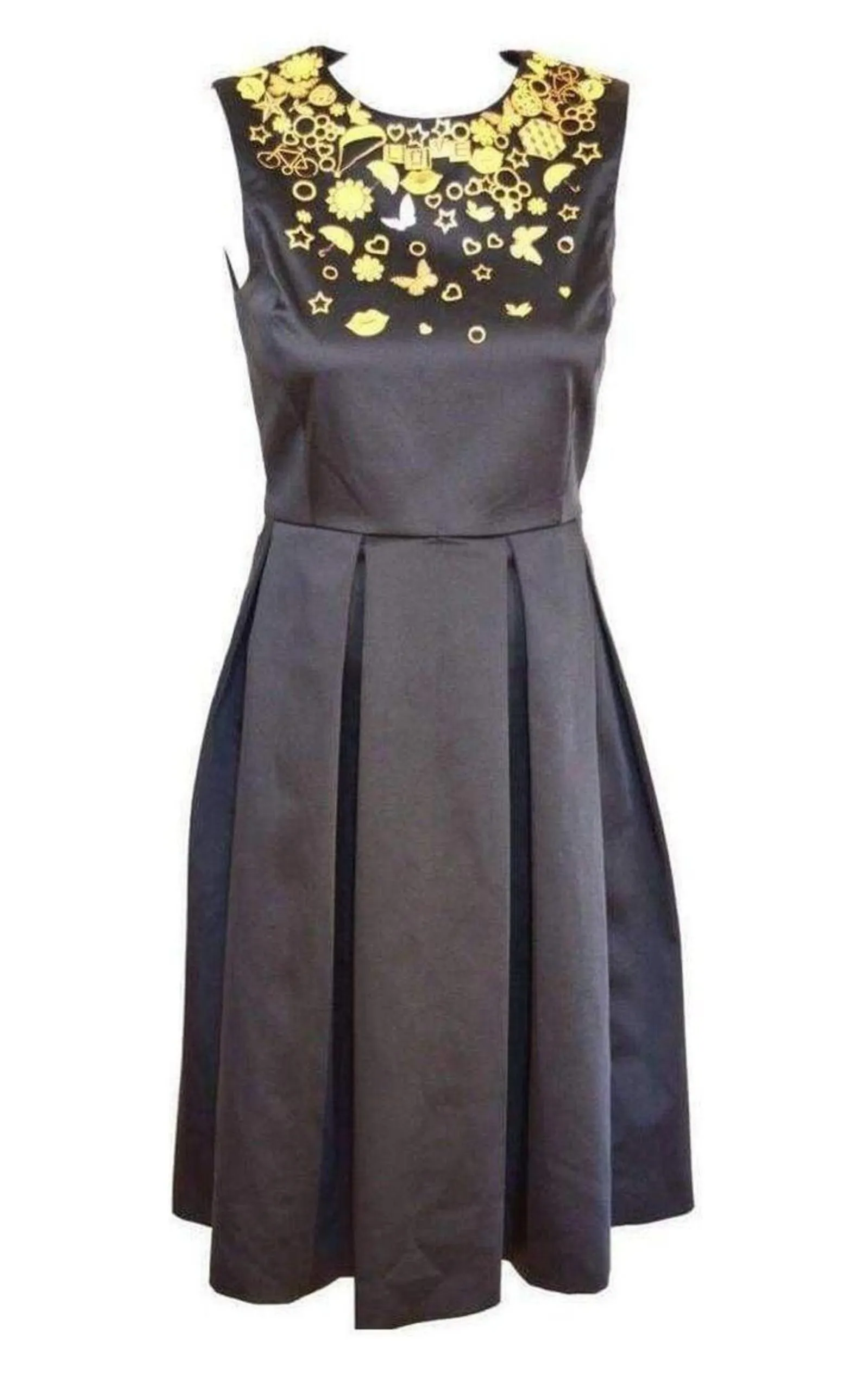 Black Gold Embellished Details Dress