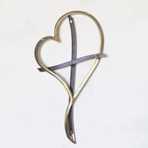 Blooming Heart 16" Cross - Brass