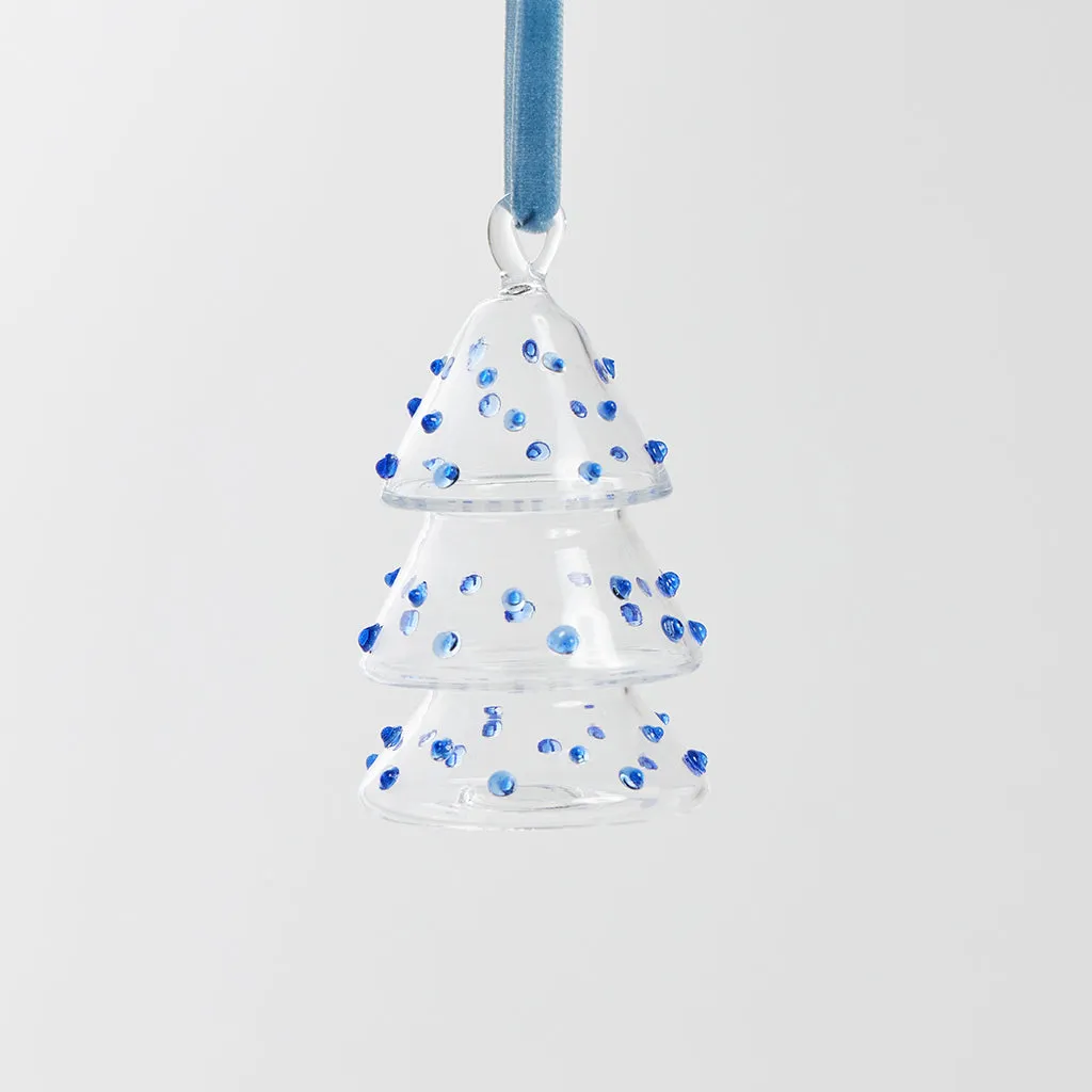 Blue Dots Glass Tree Ornament