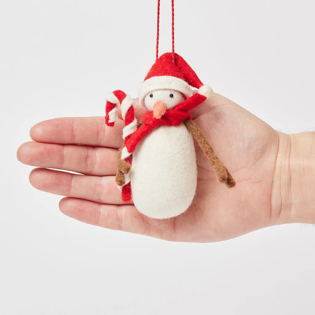 Candy Cane Snowman Ornament