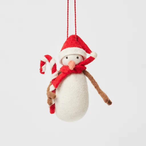 Candy Cane Snowman Ornament