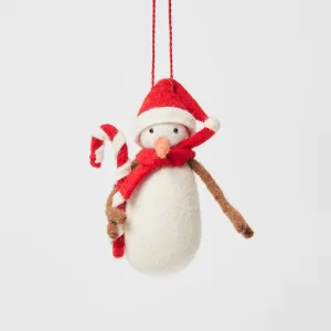 Candy Cane Snowman Ornament