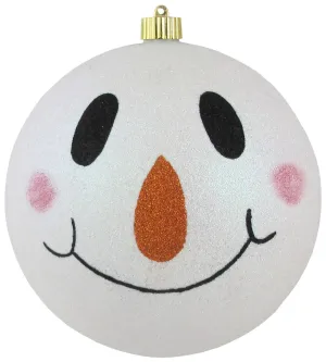 Christmas By Krebs 8" (200mm) Commercial Grade Indoor Outdoor Moisture Resistant Shatterproof Plastic Ball Ornament - 1 (Snowball Glitter Smiley Face)