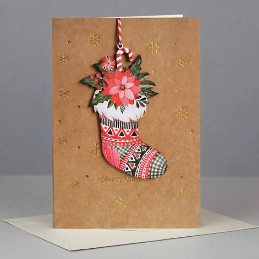 Christmas Card with Wooden Ornament