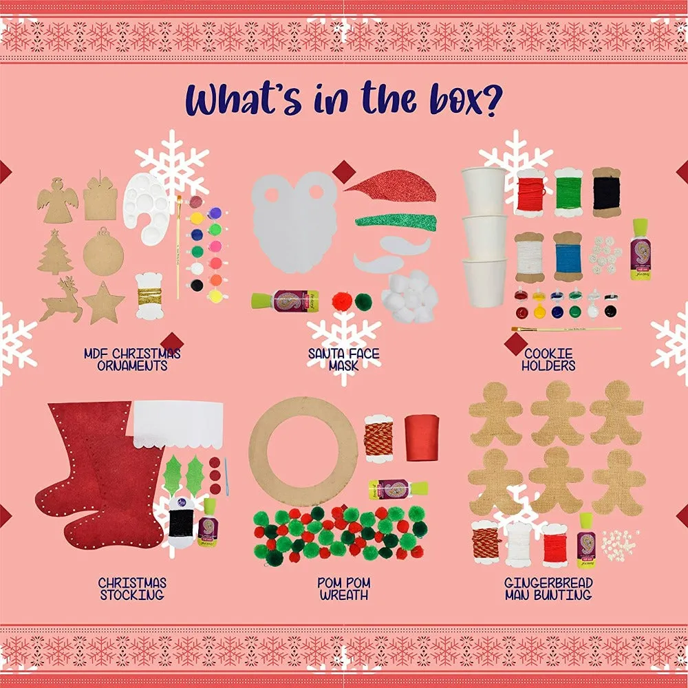 Christmas Cheer Craft Activity Box, Wonderful Mix of 6 Craft Activities to Celebrate Christmas Festival, DIY Hobby Craft Kit for Kids and Adults