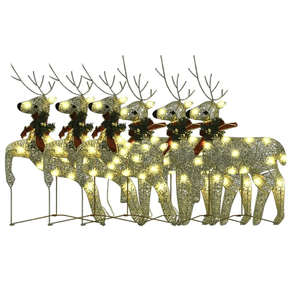 Christmas Reindeers 6 pcs Gold 120 LEDs