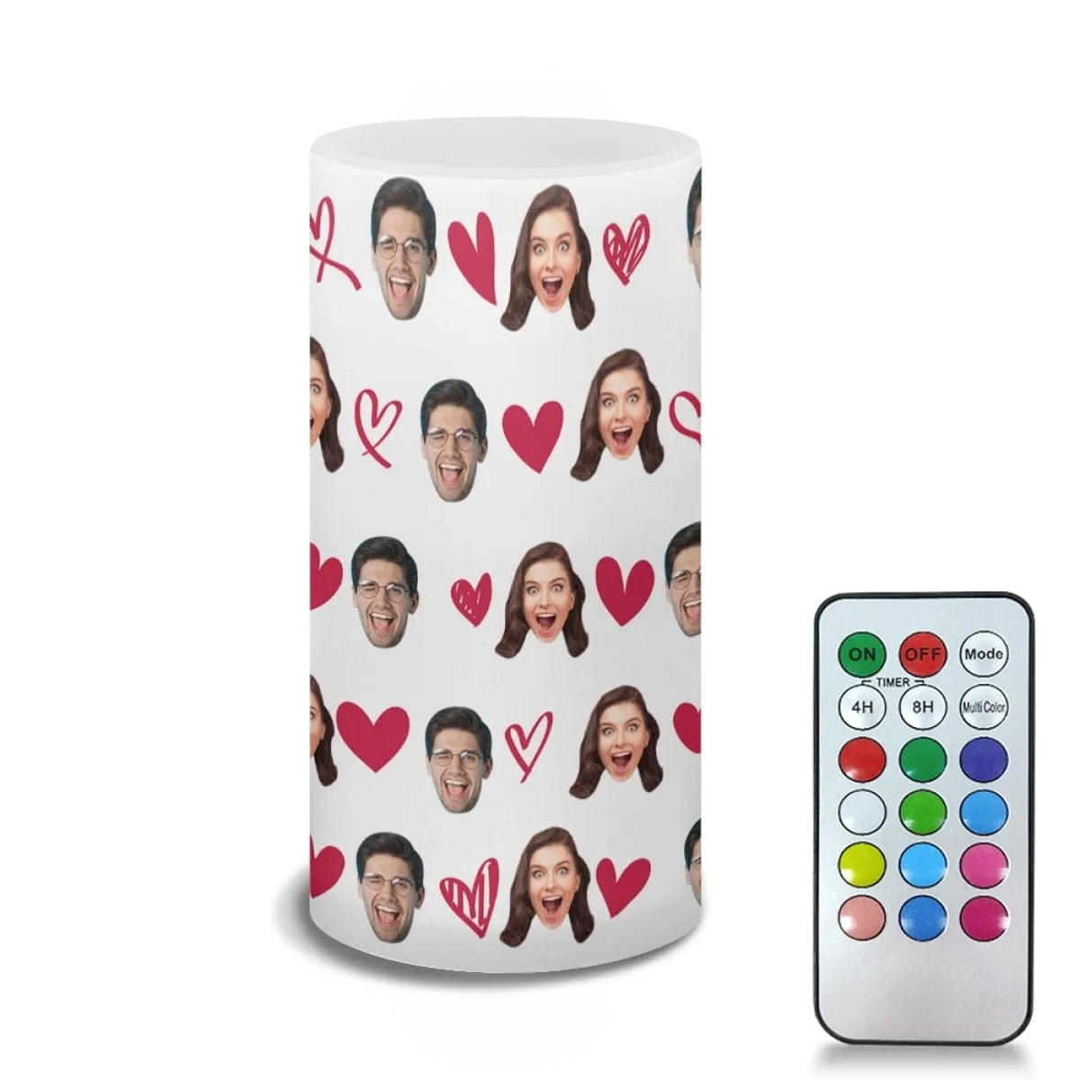 Custom Face Love Heart Single 6 Inch Remote Control Candle