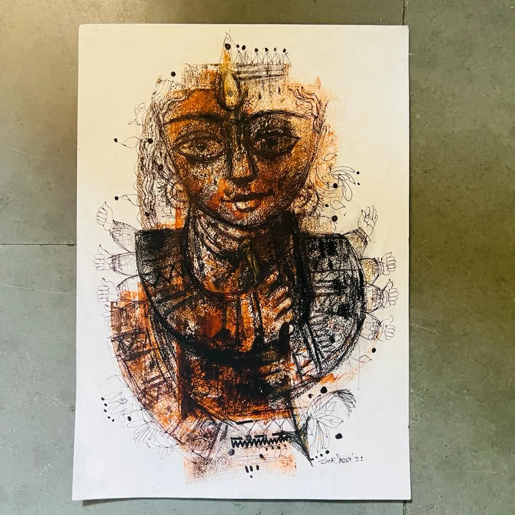 Devi 1 : Original Art  Painting with Authority Certificate