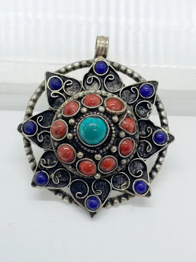 Ethnic Multistone Nepali Style Handmade Pendant