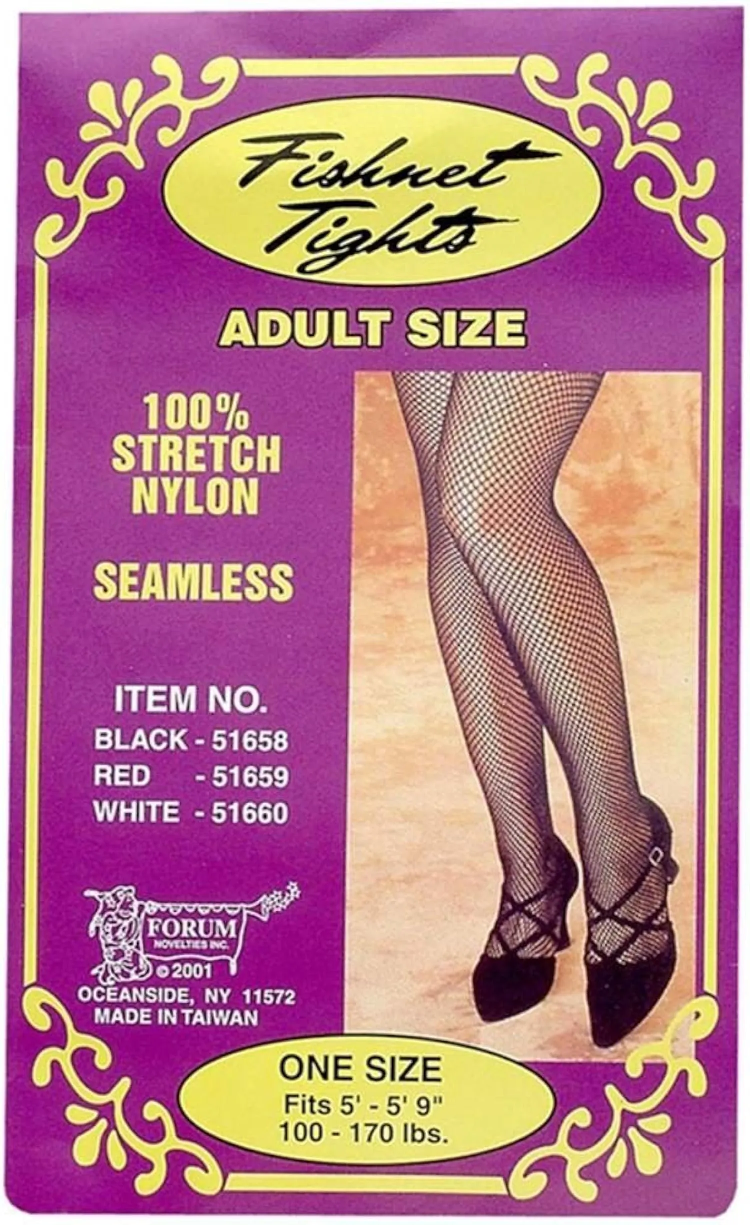 Forum Novelties Black Nylon Fishnet Stockings Adult Queen Size