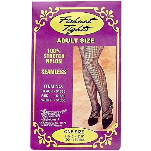 Forum Novelties Black Nylon Fishnet Stockings Adult Queen Size