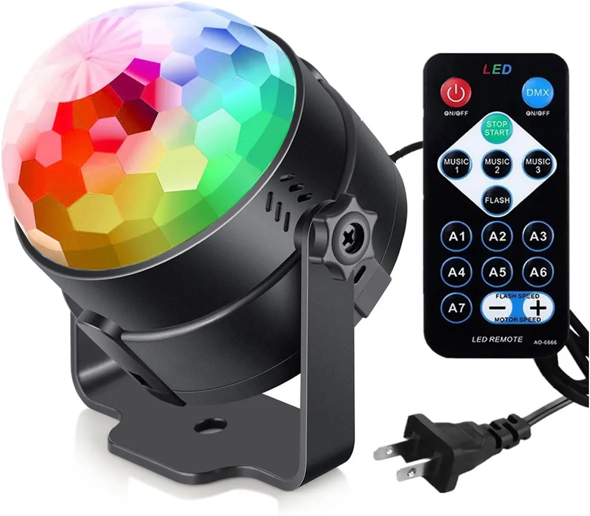 GabbaGoods Karaoke 3 Piece Set Disco LED Lights Projector and 2 Microphones That SYNC Together, Sound Activated Party Lights with Remote Control, RGB Disco Ball