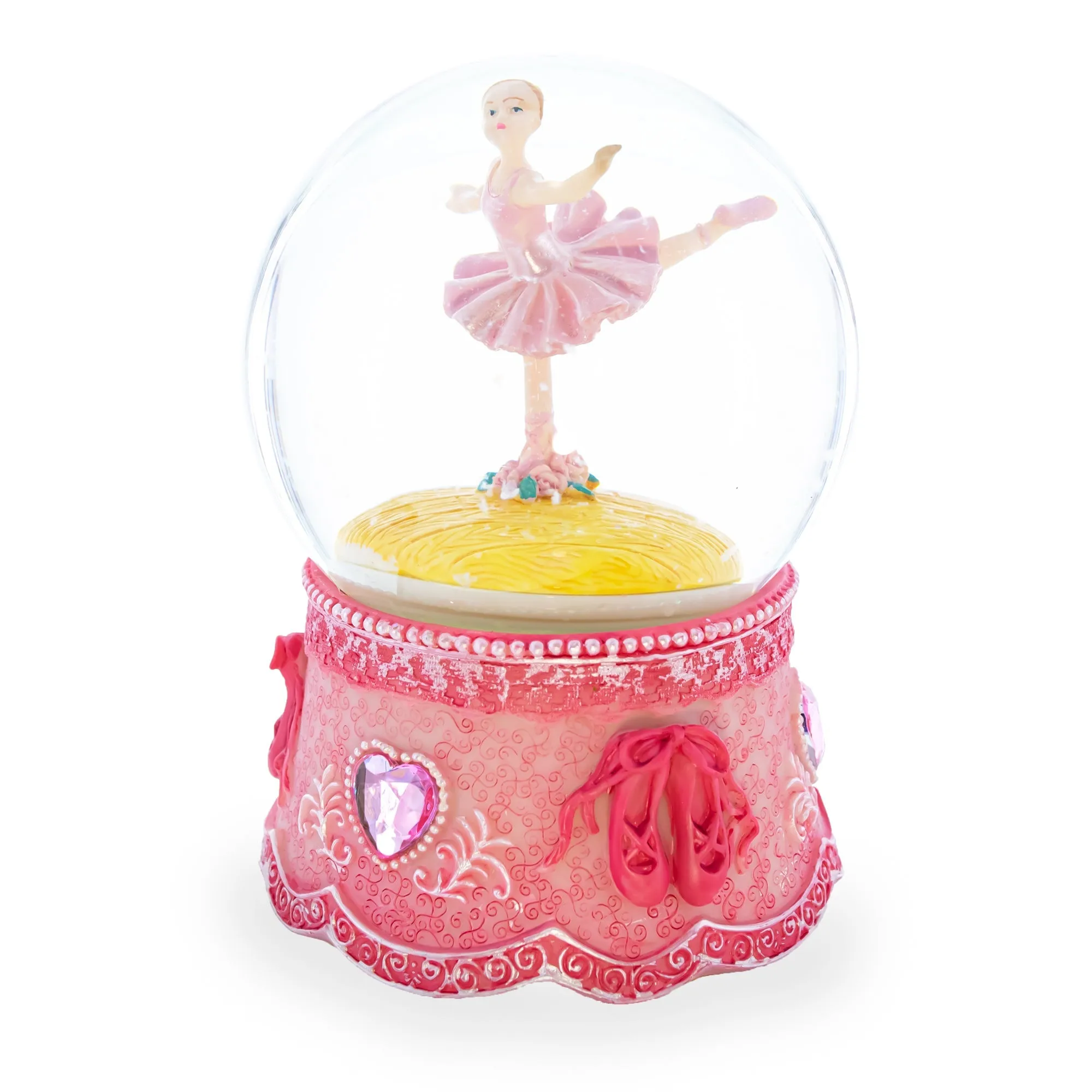 Graceful Pirouette: Pink Ballerina In Enchanting Spin - Musical Water Snow Globe