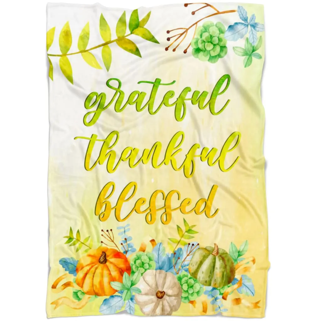 Grateful Thankful Blessed 2 Fleece Blanket - Christian Blanket - Bible Verse Blanket