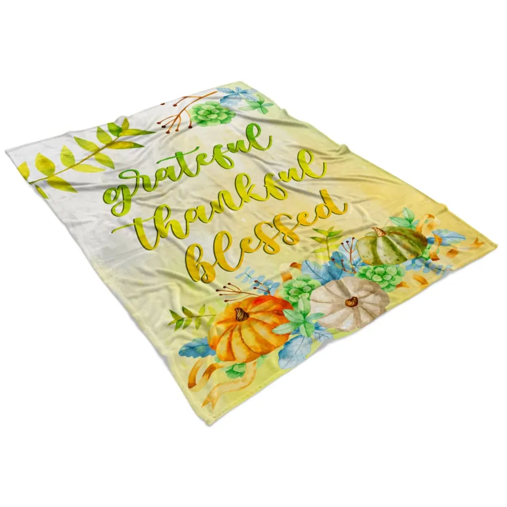 Grateful Thankful Blessed 2 Fleece Blanket - Christian Blanket - Bible Verse Blanket