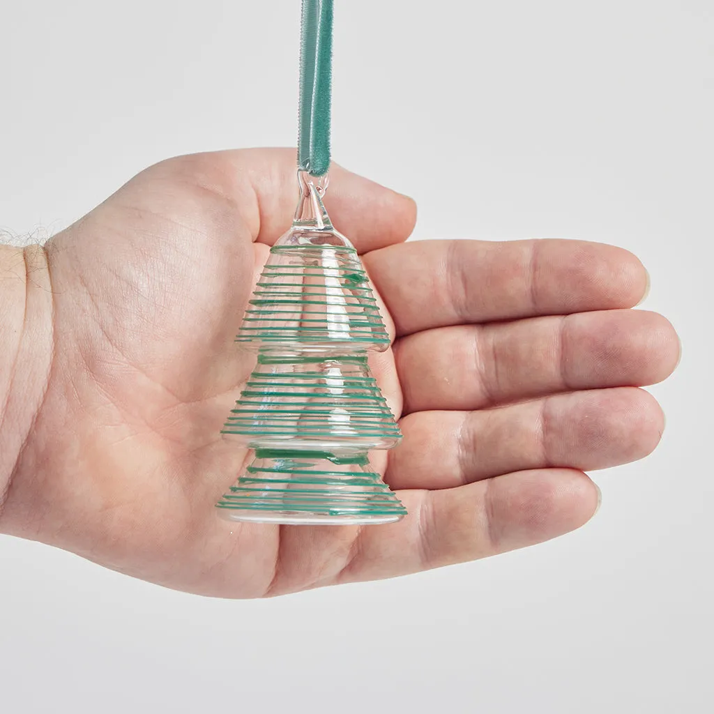 Green Lines Glass Tree Ornament