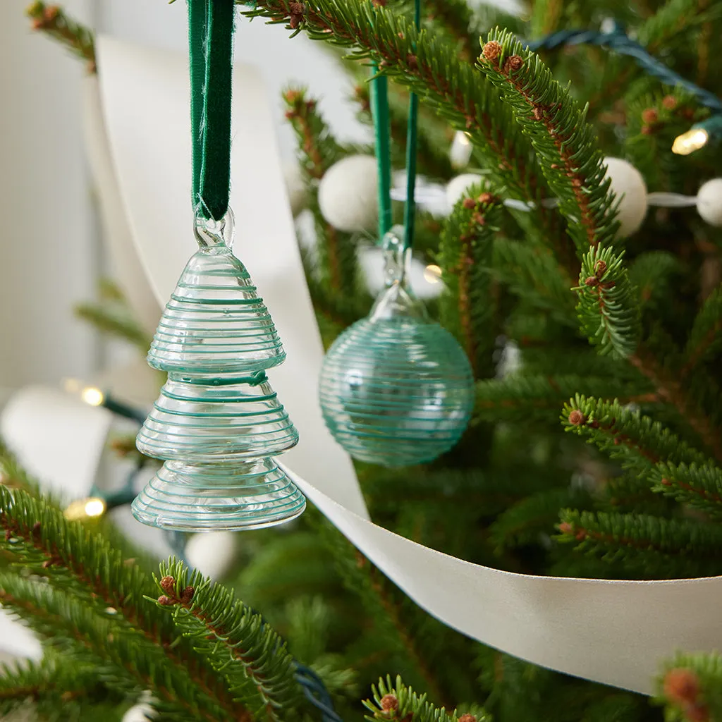 Green Lines Glass Tree Ornament