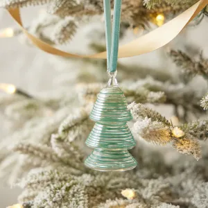 Green Lines Glass Tree Ornament