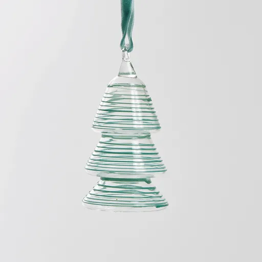 Green Lines Glass Tree Ornament