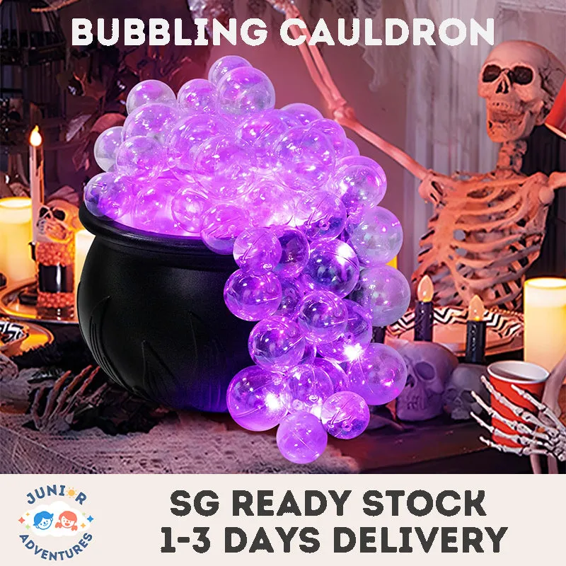 Halloween Decoration DIY Bubbling Cauldron Set Purple Bubble Flaming Barrel Remote Control Indoor Party Decoration